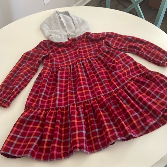 Tucker + Tate Red-Blue-Orange-Gray Long Sleeve Flannel Pullover Dress- Girls 6 - Picture 1 of 10